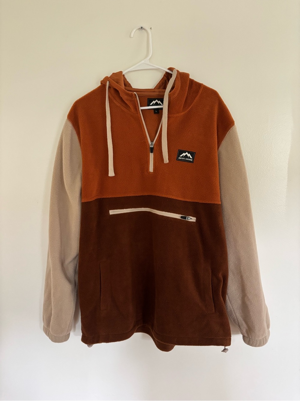 Men's Colorblock Fleece Hoodie - Rust & Brown